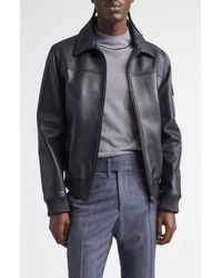 Isaia - Aviator Lambskin Leather Jacket - Lyst