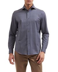 Bugatchi - Devon Ooohcotton Geometric Print Stretch Shirt - Lyst