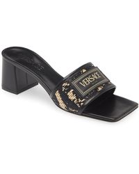 Versace - Theia Barocco Woven Raffia Slide Sandal - Lyst