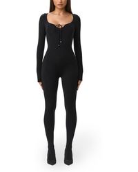Naked Wardrobe - Tie Back Long Sleeve Jumpsuit - Lyst