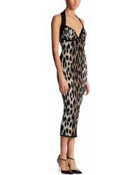 Balmain - Halterneck Leopard Print Jacquard Bodycon Dress - Lyst