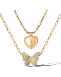 Jessica Simpson - Butterfly And Heart Layered Necklace - Lyst