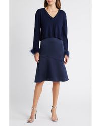 Sam Edelman - Faux Feather Trim Long Sleeve Two-Piece Sweater Dress - Lyst