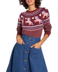 ModCloth Unicorn Fair Isle Sweater - Multicolour