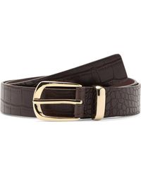 Mango - Croc Embossed Faux Leather Belt - Lyst