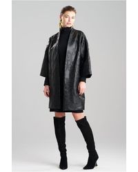 Natori - Leticia Embroidered Faux Leather Coat - Lyst