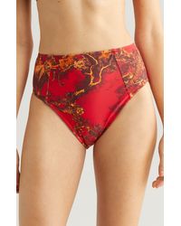 L'Agence - Vanessa Red Jungle High Waist Bikini Bottoms - Lyst