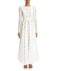 Giambattista Valli - Flower Branch Print Long Sleeve Silk Georgette Dress - Lyst