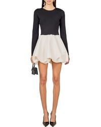 Endless Rose - Mixed Media Long Sleeve Open Back Bubble Minidress - Lyst