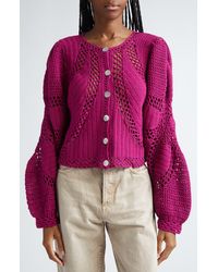FARM Rio - Flower Crochet Cardigan Sweater - Lyst