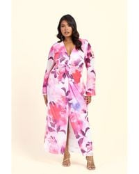FASHION-SZN CURVE - Plus Size Floral Twist Front Midi Dress - Lyst