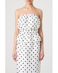 French Connection - Polka Dot Strapless Peplum Top - Lyst