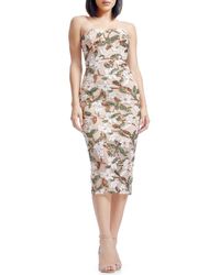 Dress the Population - Shailene Sequin Floral Strapless Midi Cocktail Dress - Lyst