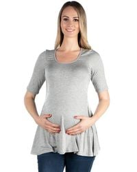 24seven Comfort Apparel - Maternity Elbow Swing Tunic Top - Lyst