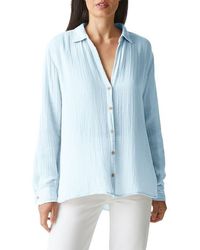 Michael Stars - Leo High-Low Cotton Gauze Button-Up Shirt - Lyst