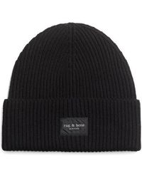Rag & Bone - Blake Logo Patch Wool Blend Rib Beanie - Lyst