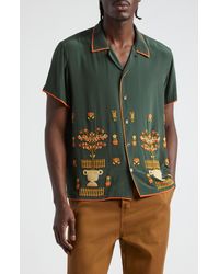 Bode - Beaded Paddock Sampler Short Sleeve Silk Button-up Shirt - Lyst