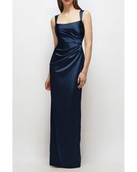 After Six - Square Neck Satin Charmeuse Column Gown - Lyst