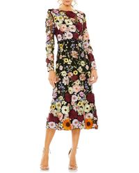 Mac Duggal - Floral Embroidered Long Sleeve Cocktail Dress - Lyst