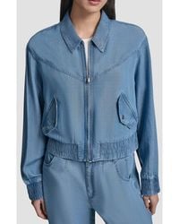 DKNY - Front Zip Chambray Bomber - Lyst