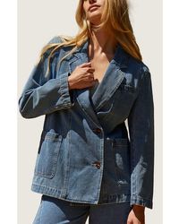 Crescent - Double Breasted Denim Blazer Jacket - Lyst