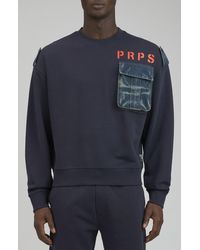 PRPS - Sandai Denim Trim Cotton Sweatshirt - Lyst