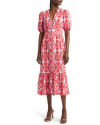 Adelyn Rae - Luisa Embroidered Cotton Midi Dress - Lyst