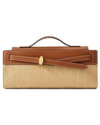 Veronica Beard - Dash Leather & Raffia Clutch - Lyst