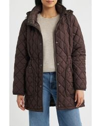 Bernardo - Diamond Quilted Hooded Puffer Coat - Lyst