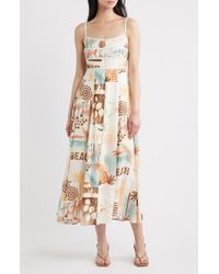 Blu Pepper - Mixed Print Midi Dress - Lyst