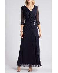 Alex Evenings - Pleated Portrait Collar Chiffon Gown - Lyst