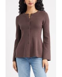 Open Edit - Button Front Peplum Cardigan - Lyst