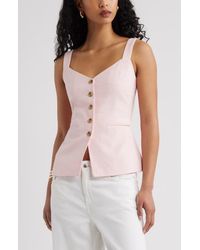 Open Edit - Button Front Linen Blend Tank - Lyst