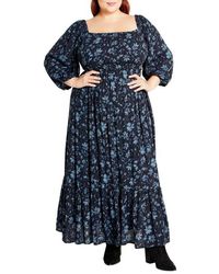 City Chic - Kaylee Floral Smocked Bodice Maxi Dress - Lyst