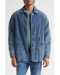 Visvim - Distressed Denim Down Chore Jacket - Lyst