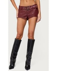 Edikted - Alba Faux Leather Micro Shorts - Lyst