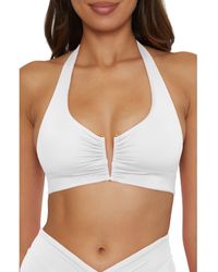 Becca - Shirred V-Wire Halter Bikini Top - Lyst