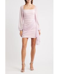 Jump Apparel - Metallic Drape Front Long Sleeve Minidress - Lyst