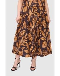 Halogen® - Tiered Floral Cotton Maxi Skirt - Lyst