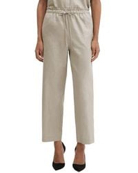 Mango - Drawstring Waist Linen Blend Straight Leg Pants - Lyst