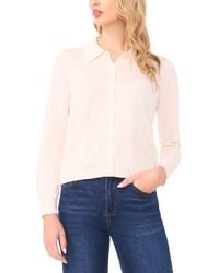 Halogen® - Collared Cotton Blend Cardigan - Lyst