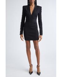 Balmain - Long Sleeve Mini Sweater Dress - Lyst