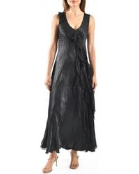 Komarov - Side Ruffle Charmeuse & Chiffon Gown - Lyst