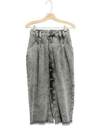 free people cotton asymmetrical denim midi skirt