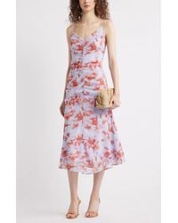 Chelsea28 - Gathered V-Neck Midi Dress - Lyst