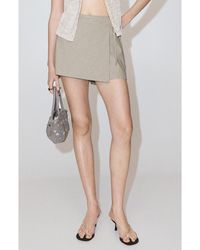 Mango - Checkered Tie Waist Skort - Lyst