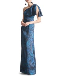 Sachin & Babi - Chelsea Floral Print One-shoulder Georgette Gown - Lyst
