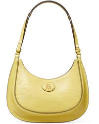 Tory Burch - Robinson Crosshatched Leather Convertible Crescent Bag - Lyst