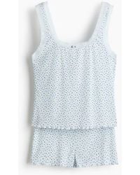 H&M - Lace-Trimmed Ribbed Pyjamas - Lyst