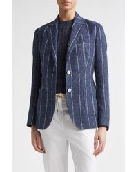 Eleventy - Stripe Slubby Linen Blend Jacket - Lyst